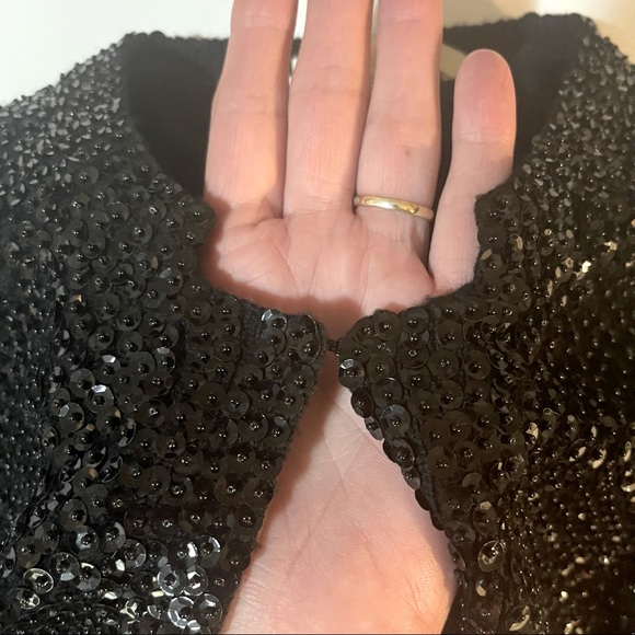 Vintage Riviera International Sequins Jacket Black Sequins Vintage Size 40 1960s - Picture 9 of 10